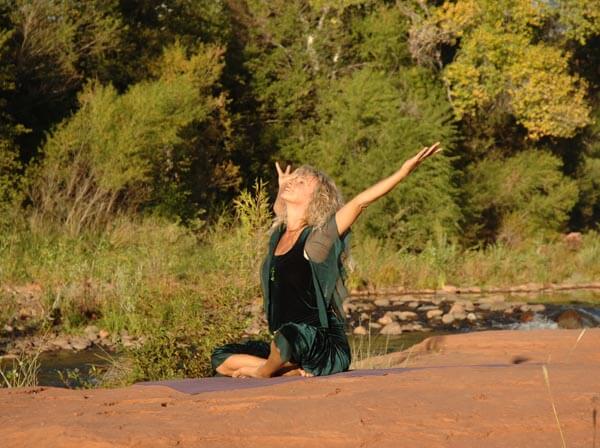 Iala doing yoga on sedona spa retreat