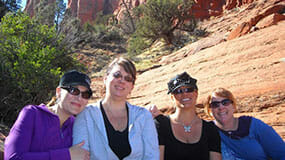 Girlfriends enjoying their Sedona Vortex Retreat at the base of Bell Rock